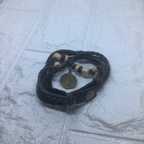 Multi Layer Braided Faux Leather Unisex Bracelet - Sagittarius - Picture 3 of 7